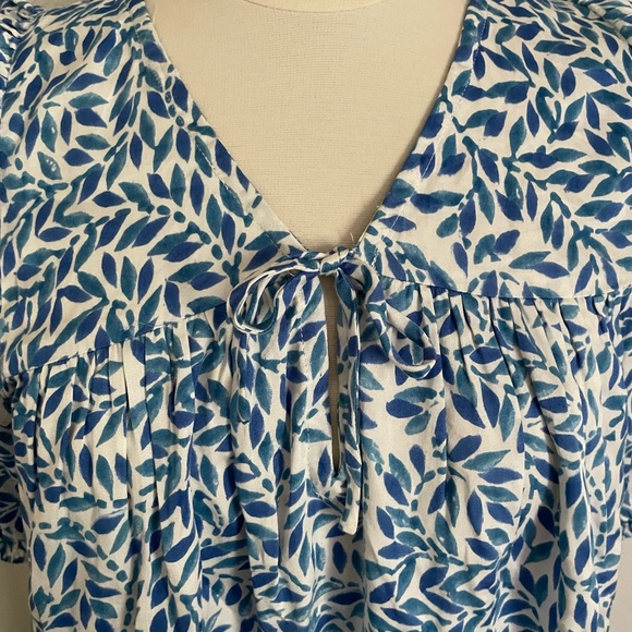 Emerson Fry Blue and White Leaf isla Print Blouse - Picture 3 of 4